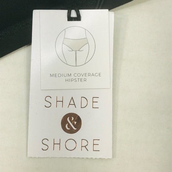 Shade And Shore Women's Sz Large 12-14 High Leg Cheeky Bikini Swim Bottom Black - Picture 3 of 8